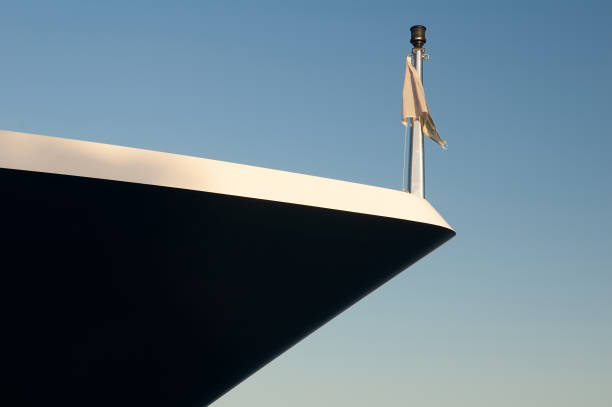 Nose yacht on the blue sky.