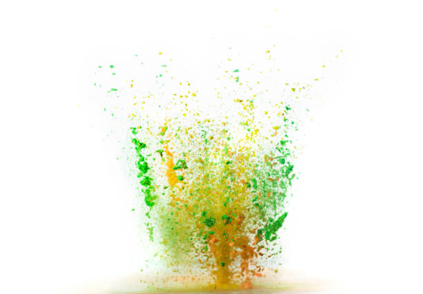 explosion of colored powder on white background - opening ceremony flash imagens e fotografias de stock