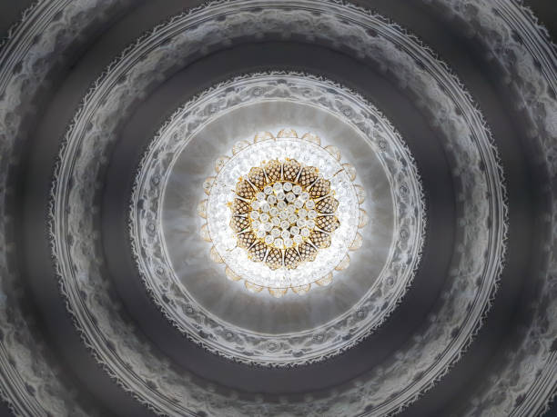 istock Bottom view of crystal chandelier in circle shape 958464078