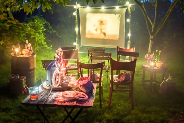 istock Small cinema with old analog films in summer evening 958472058