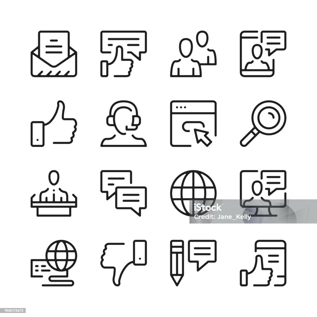 Communication line icons set. Modern graphic design concepts, simple outline elements collection. Vector line icons Icon Symbol stock vector