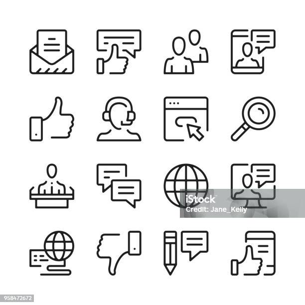 Communication Line Icons Set Modern Graphic Design Concepts Simple Outline Elements Collection Vector Line Icons Stock Illustration - Download Image Now