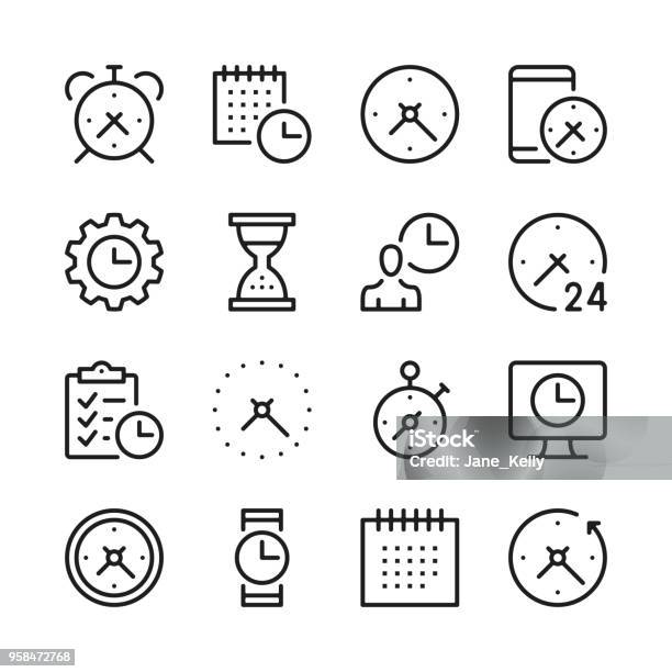 Time Line Icons Set Modern Graphic Design Concepts Simple Outline Elements Collection Vector Line Icons Stock Illustration - Download Image Now