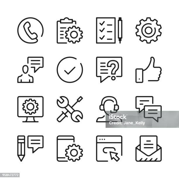 Customer Support Line Icons Set Modern Graphic Design Concepts Simple Outline Elements Collection Vector Line Icons Stock Illustration - Download Image Now