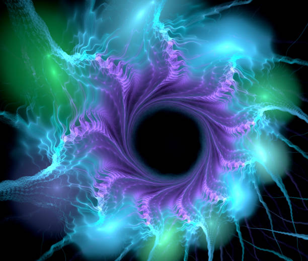 istock Abstract illustration of a fractal pattern on black background 958472784