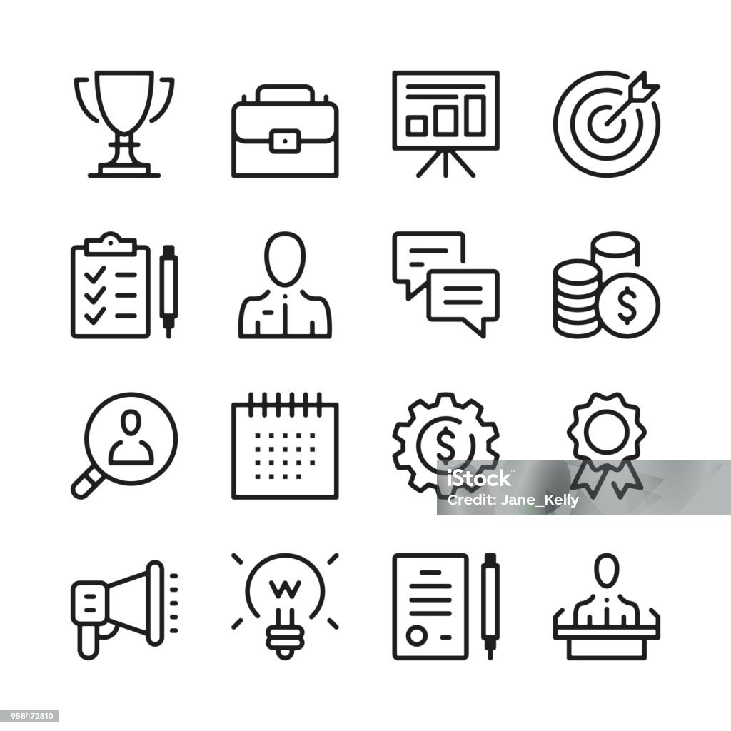 Business line icons set. Modern graphic design concepts, simple outline elements collection. Vector line icons Icon Symbol stock vector