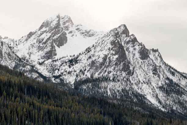 istock Magnificent mount peak in Idaho with snow and a forest 958473330
