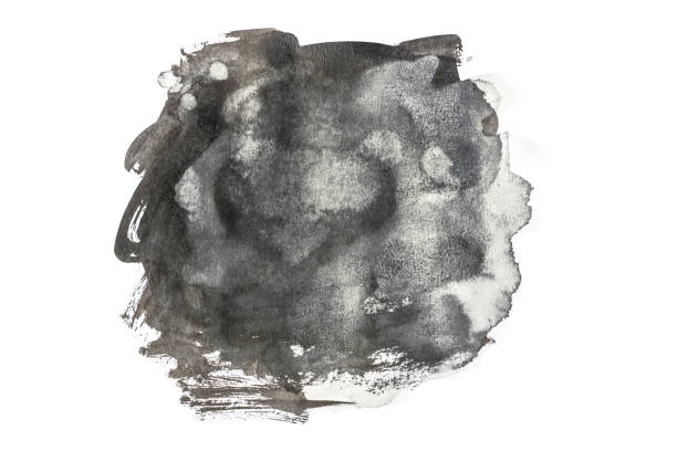 istock Black watercolor splashing on white background, hand paint on paper. 958480246