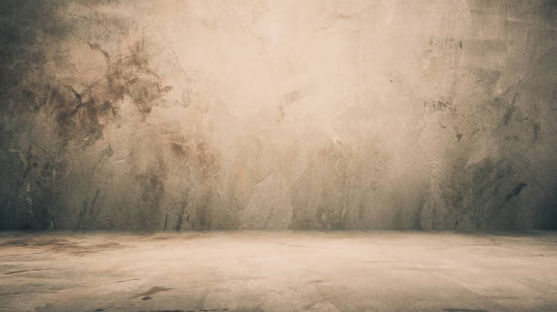 시멘트 바닥과 벽 배경, 어두운 방에서, 인테리어. 스톡 사진