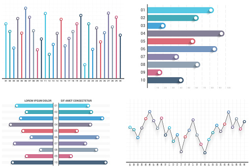 Bar graph and line graph templates, business infographics, vector eps10 illustration