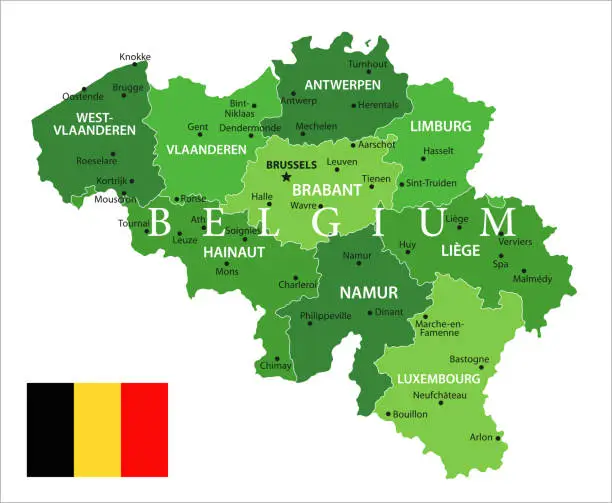 Vector illustration of 15 - Belgium - Green Isolated 10