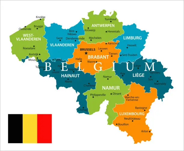 Vector illustration of Map of Belgium - Vector