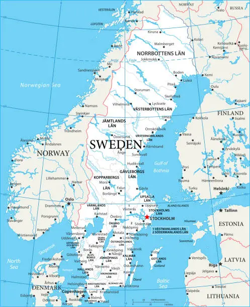 Vector illustration of Map of Sweden - Vector