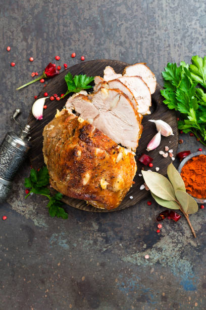 istock Baked meat with garlic and spices 958488826