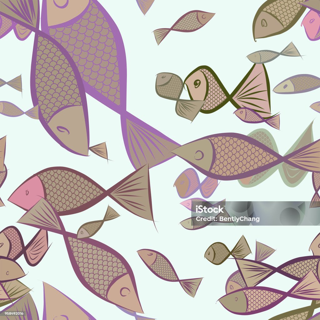 Abstract Background 3d Fish Seamless Abstract Fish Illustrations Background Style Sketch Digital ...