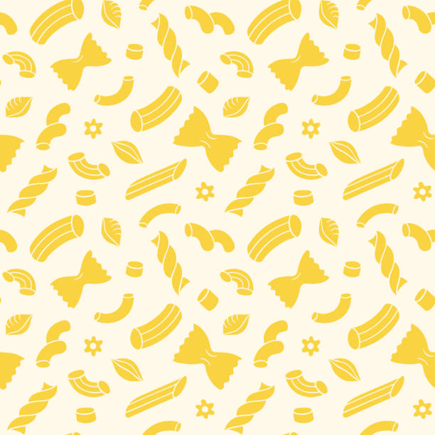 bezszwowy wzór makaronu - pasta tubes stock illustrations
