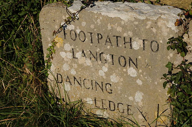 istock Stone footpath sign to Langton and Dancing Ledge in Dorset 95849792