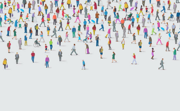 Group of People Large group of people representing a diverse society group of people illustrations stock illustrations