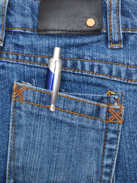 istock Blank leather jeans label sewed on a blue jeans. 958503708
