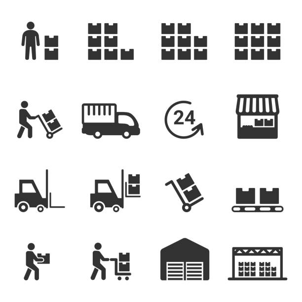 ilustrações de stock, clip art, desenhos animados e ícones de warehouse icon vector - warehouse