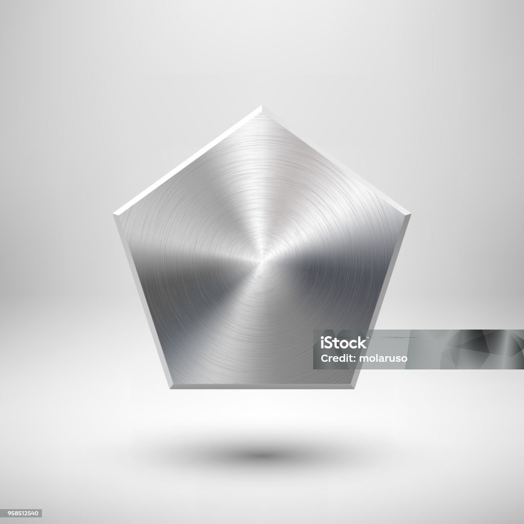 Polygon Button Metal Polygon Button Template Stock Illustration - Download Image Now ...