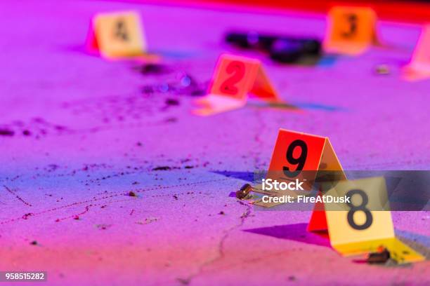Shell Casing Evidence Stock Photo - Download Image Now - Crime Scene, Forensic Science, Murder