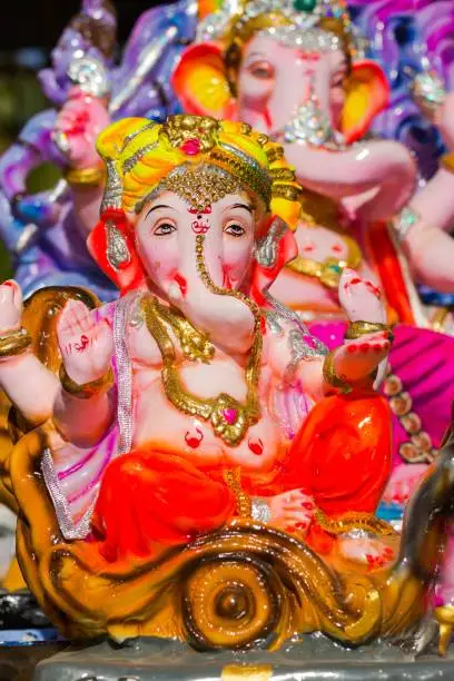 Photo of Colorful little statues of God Ganesha elephant