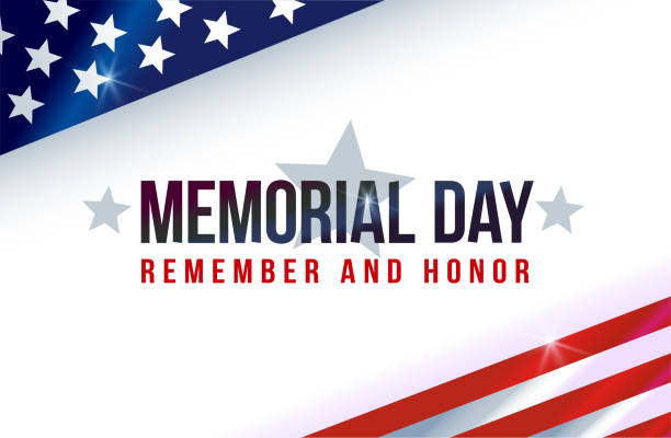 Memorial Day on American flag Text Memorial Day on American flag memorial day background stock illustrations