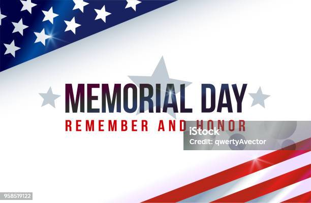 Memorial Day On American Flag Stock Illustration - Download Image Now - Backgrounds, US Memorial Day, American Flag