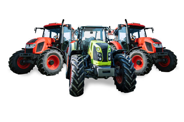 Modern agricultural tractor isolated on a white background