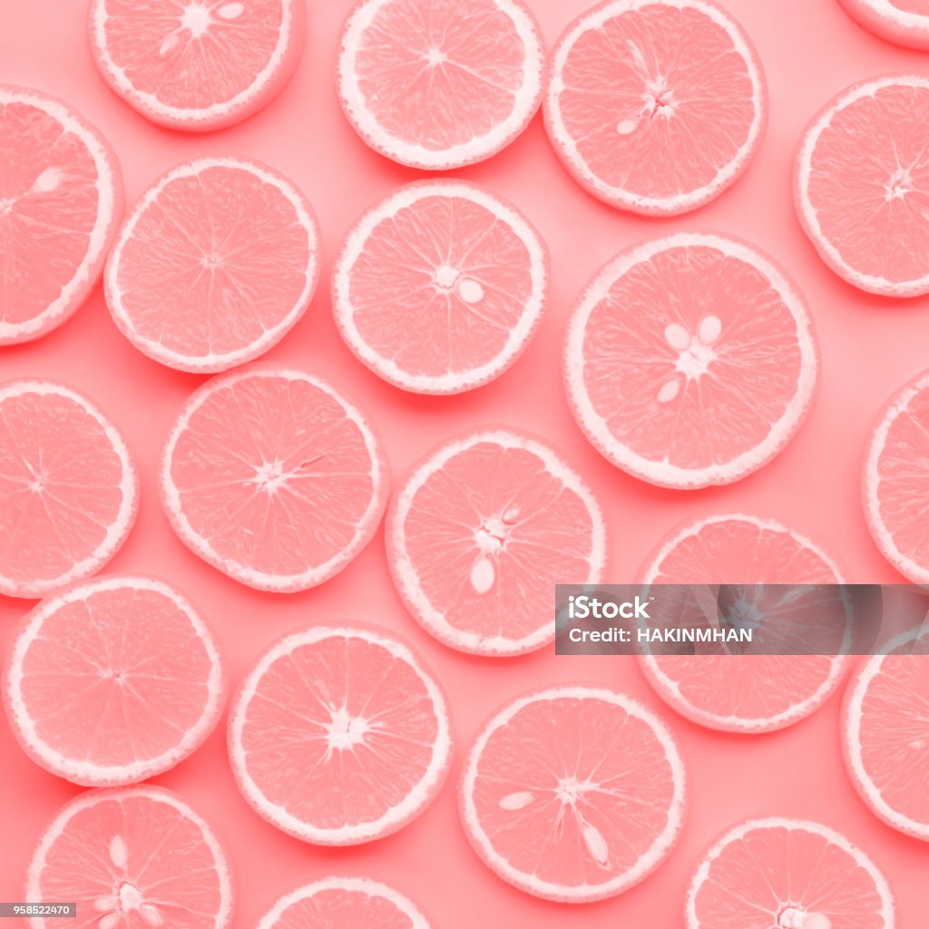 Groep voor orange slice in roze color.fruit en zomer concept - Royalty-free Roze Stockfoto