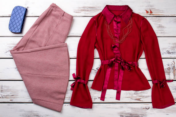 Women classy clothes on showcase.