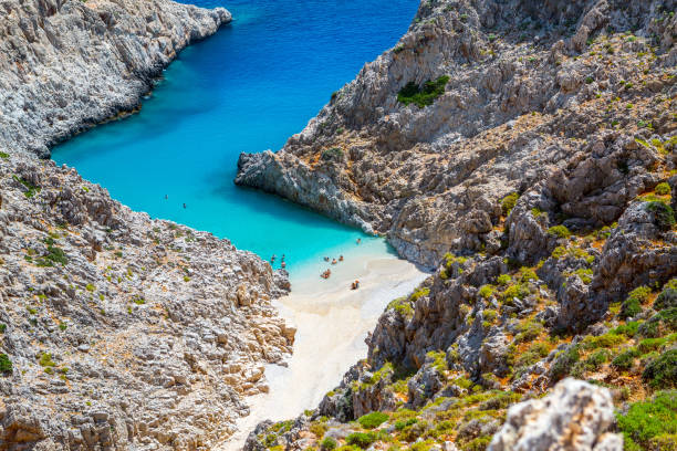 istock Secret beach on remote island. Rizoskloko (Seitan Limani), Crete 958527388