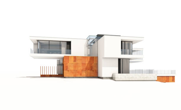 istock 3d rendering of modern cozy house isolated on white. 958529942