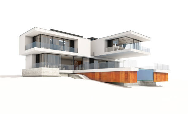 istock 3d rendering of modern cozy house isolated on white. 958529948