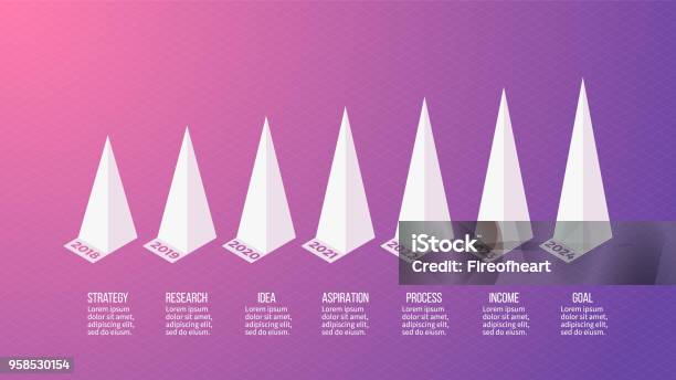 Isometric Infographics Bar Chart Graph With 7 Pyramids Options Vector ...