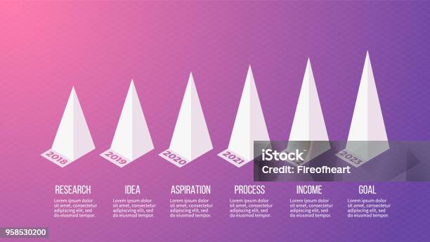 Six Pyramids Isometric Infographics Bar Chart Graph With 6 Pyramids Options Vector ...