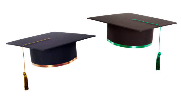 set of graduation cap isolated on white