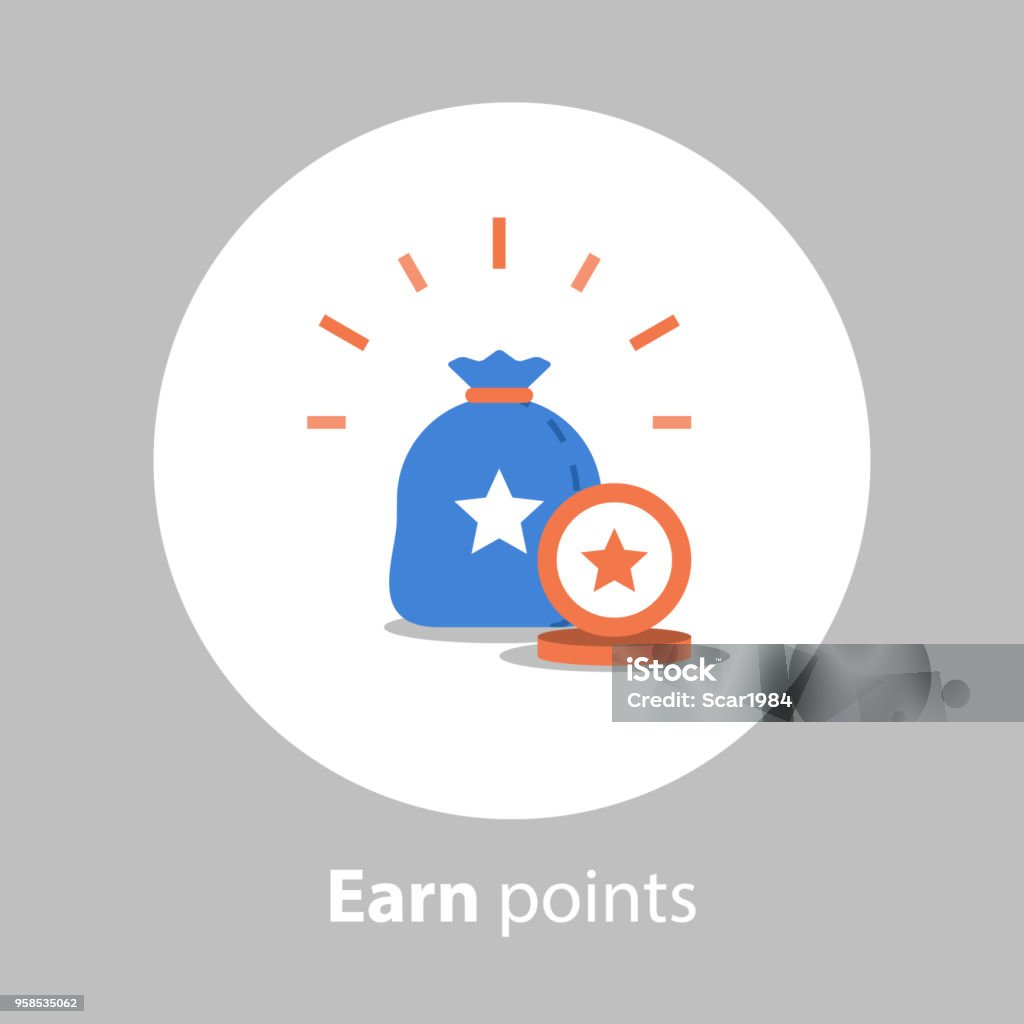 Earn points, loyalty program, reward concept, collect points, flat icon Loyalty program, earn points, reward concept, collect points, vector icon, flat illustration Point - Scoring stock vector