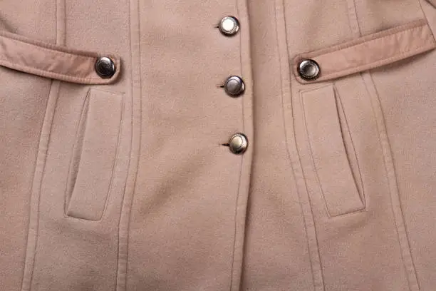 Photo of Detail of cashmere topcoat with pockets.