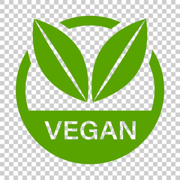 vegane label abzeichen vektor icon im flachen stil. vegetarische stempel abbildung auf isolierte transparenten hintergrund. eco-natural food-konzept. - vegan stock-grafiken, -clipart, -cartoons und -symbole