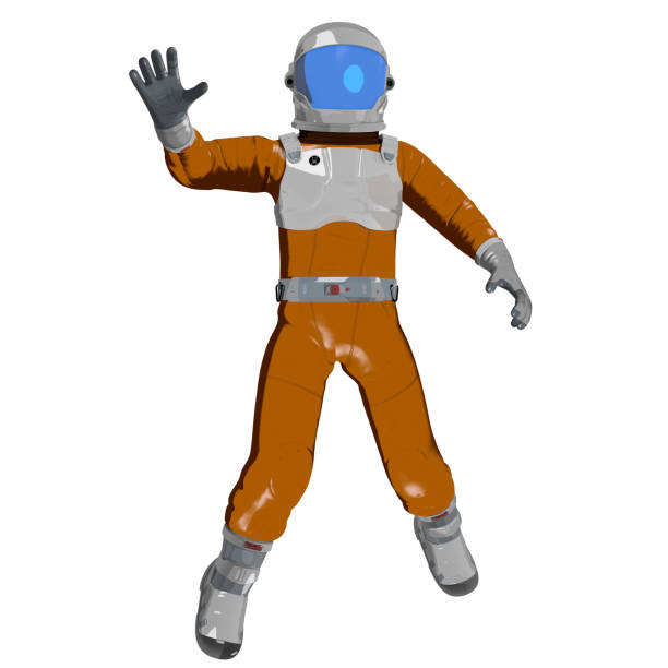 istock Waving cartoon astronaut isolated on white 958535966