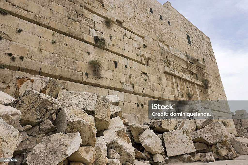 An archaeological site with stones rubble outside Archaeological site Jerusalem Stock Photo