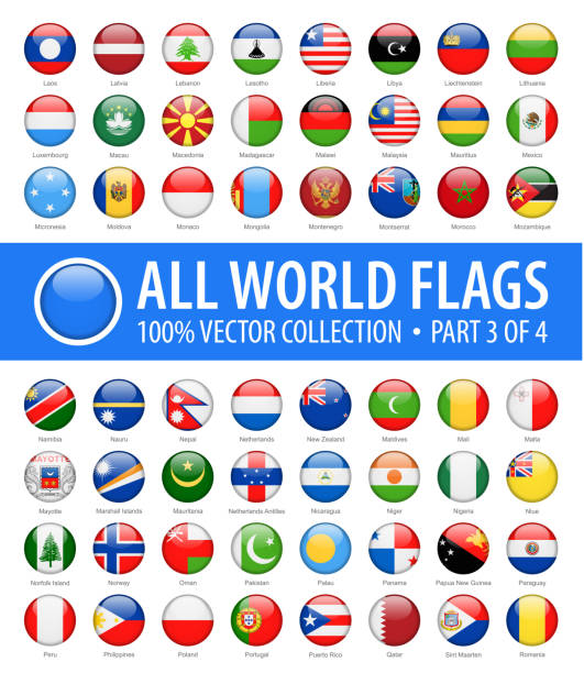 ilustrações, clipart, desenhos animados e ícones de bandeiras do mundo - vector icons brilhantes redondos - parte 3 de 4 - netherlands symbol flag button