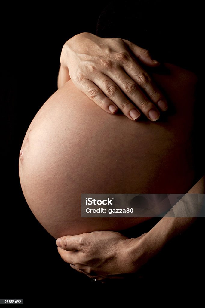 Pregnant Womans Stomach  Naked Stock Photo