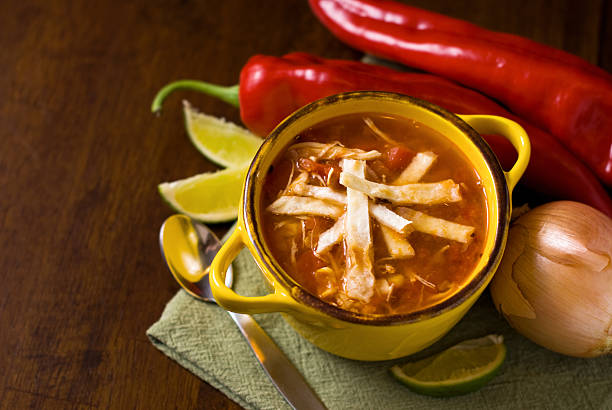 Mexican Tortilla Soup stock photo
