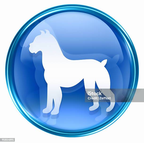 Собака Zodiac Иконка Синий Изолированные На Белом Фоне — стоковая векторная графика и другие изображения на тему Без людей