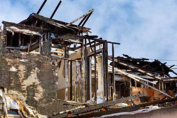 istock Village house after the fire Dramatic landscape after fire 958566204