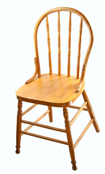 istock Retro wood dining chair isolated on white 958569834