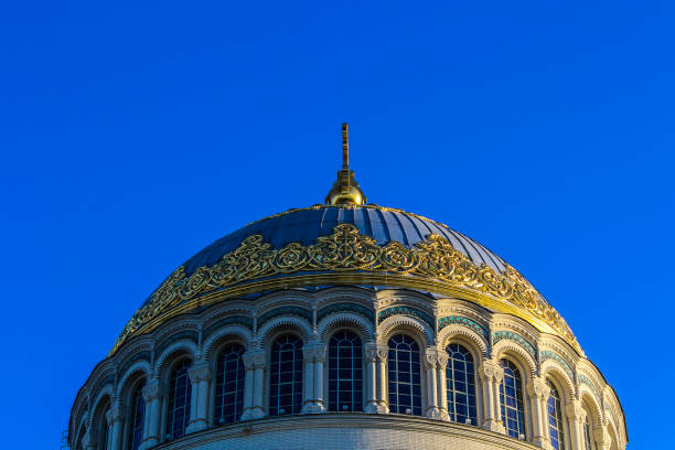 beautiful Cathedral in Kronstadt blue sky